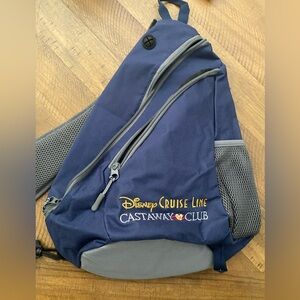 Disney Cruise Line Castaway Club Sling Shoulder Back Pack Bag Blue Gray - NWOT